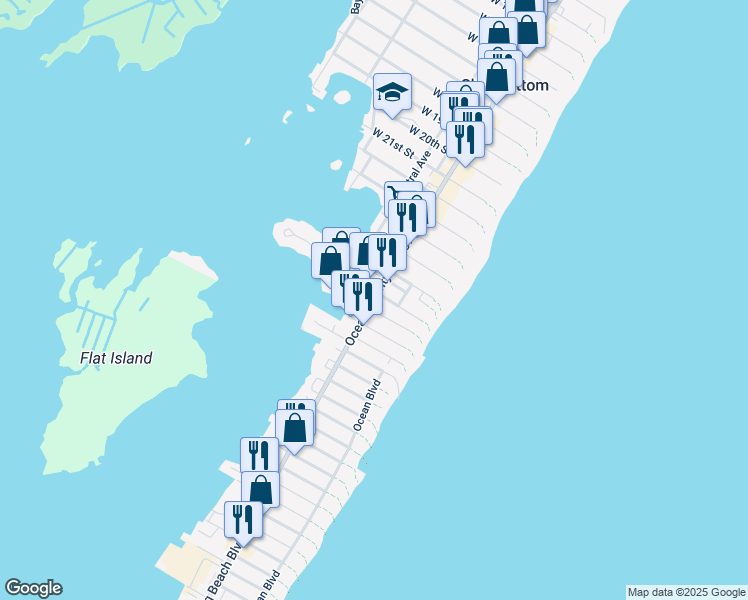 map of restaurants, bars, coffee shops, grocery stores, and more near 2800 CR 607 in Ship Bottom