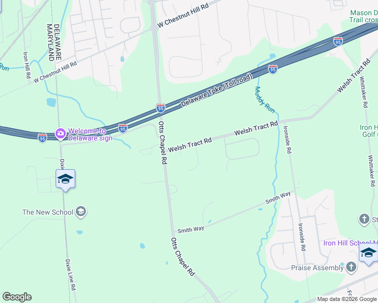 map of restaurants, bars, coffee shops, grocery stores, and more near 383 Welsh Tract Road in Newark