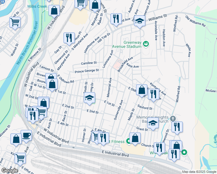 map of restaurants, bars, coffee shops, grocery stores, and more near 36 Wempe Drive in Cumberland