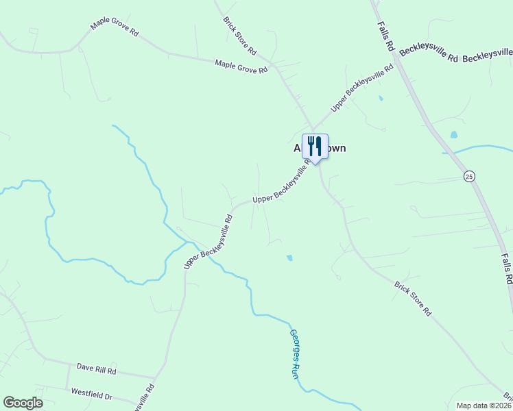 map of restaurants, bars, coffee shops, grocery stores, and more near 18715 Upper Beckleysville Road in Hampstead