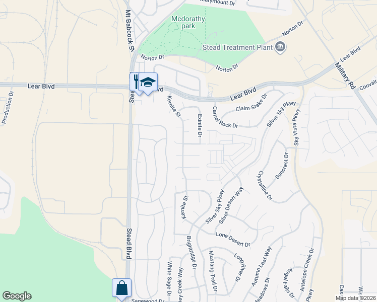 map of restaurants, bars, coffee shops, grocery stores, and more near 10083 Albite Street in Reno