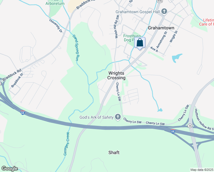 map of restaurants, bars, coffee shops, grocery stores, and more near 11405 Upper Georges Creek Road Southwest in Frostburg