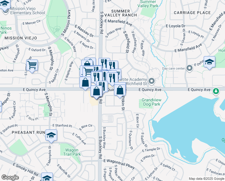map of restaurants, bars, coffee shops, grocery stores, and more near in Arapahoe County
