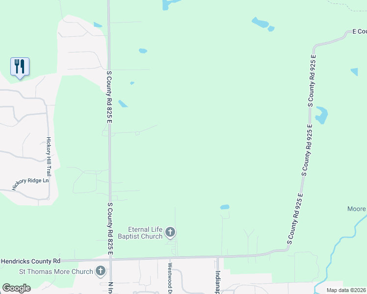 map of restaurants, bars, coffee shops, grocery stores, and more near 8622 South County Road 825 East in Mooresville