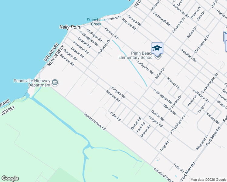 map of restaurants, bars, coffee shops, grocery stores, and more near 89 Quaker Road in Pennsville