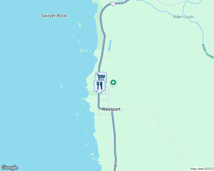 map of restaurants, bars, coffee shops, grocery stores, and more near 24900 Abalone Street in Westport