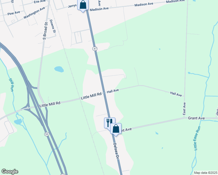 map of restaurants, bars, coffee shops, grocery stores, and more near 38 Woodland Avenue in Franklin