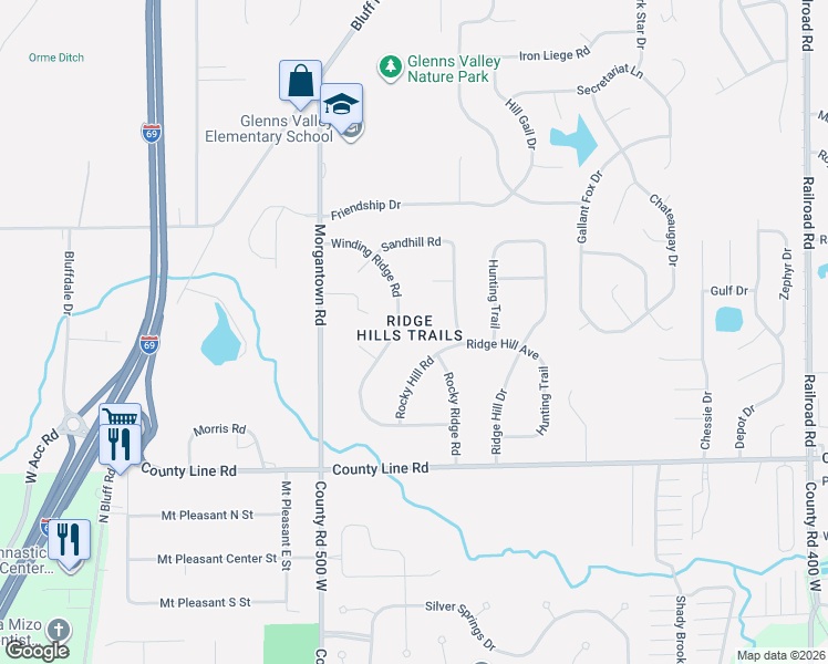 map of restaurants, bars, coffee shops, grocery stores, and more near 1862 Winding Ridge Court in Indianapolis