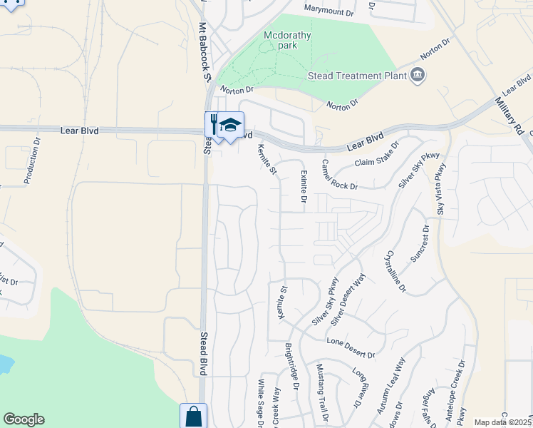 map of restaurants, bars, coffee shops, grocery stores, and more near 12292 Rocky Mountain Street in Reno