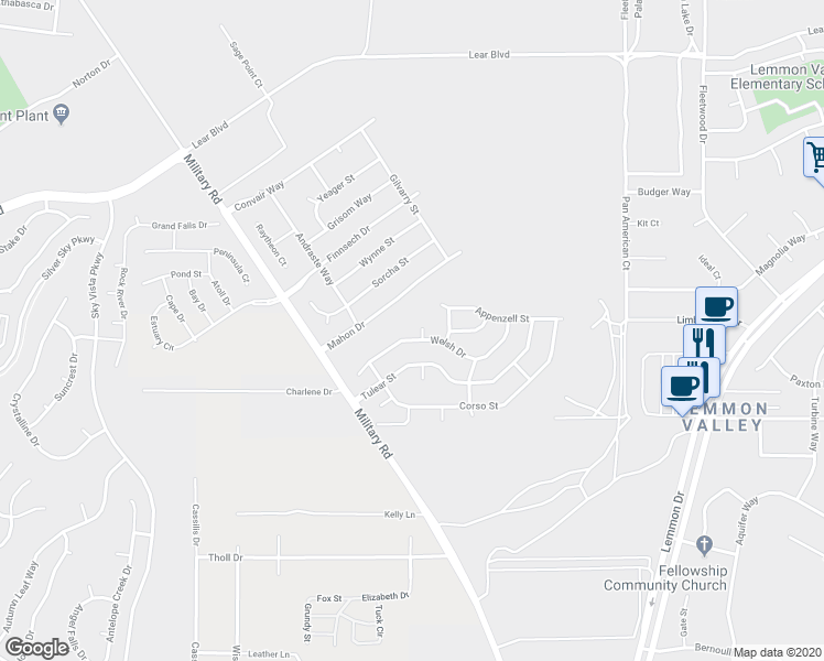 map of restaurants, bars, coffee shops, grocery stores, and more near 8925 Griffon Court in Reno