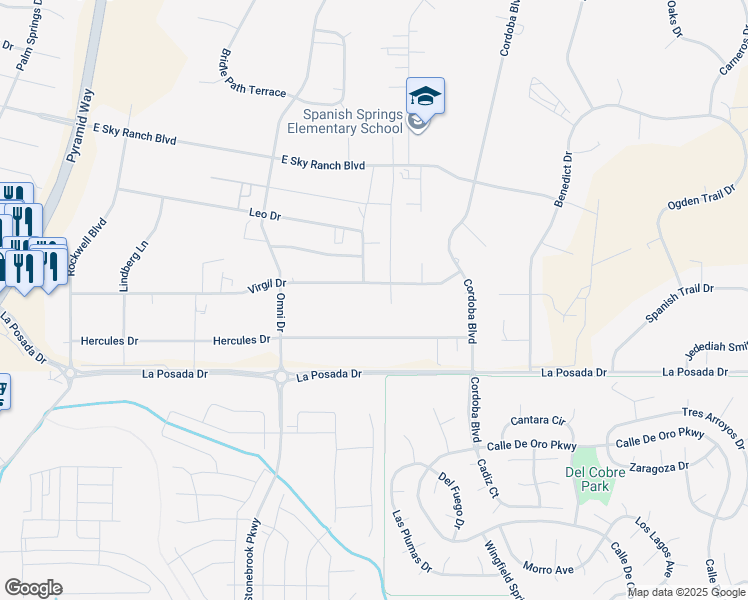 map of restaurants, bars, coffee shops, grocery stores, and more near 220 Virgil Drive in Sparks
