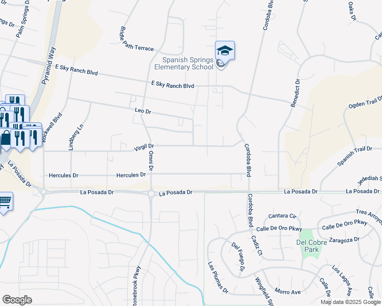 map of restaurants, bars, coffee shops, grocery stores, and more near 220 Virgil Drive in Sparks