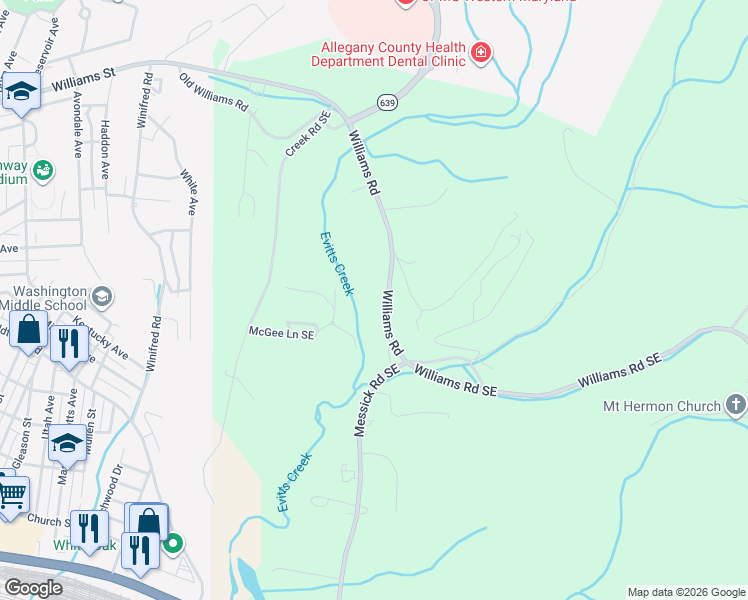 map of restaurants, bars, coffee shops, grocery stores, and more near 12315 Williams Road in Cumberland