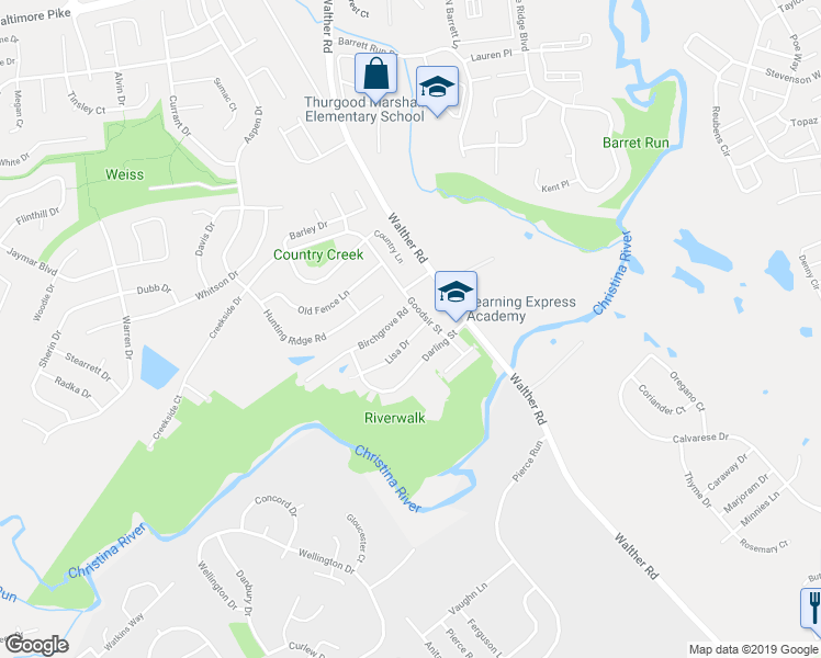 map of restaurants, bars, coffee shops, grocery stores, and more near 15 Lisa Drive in Newark