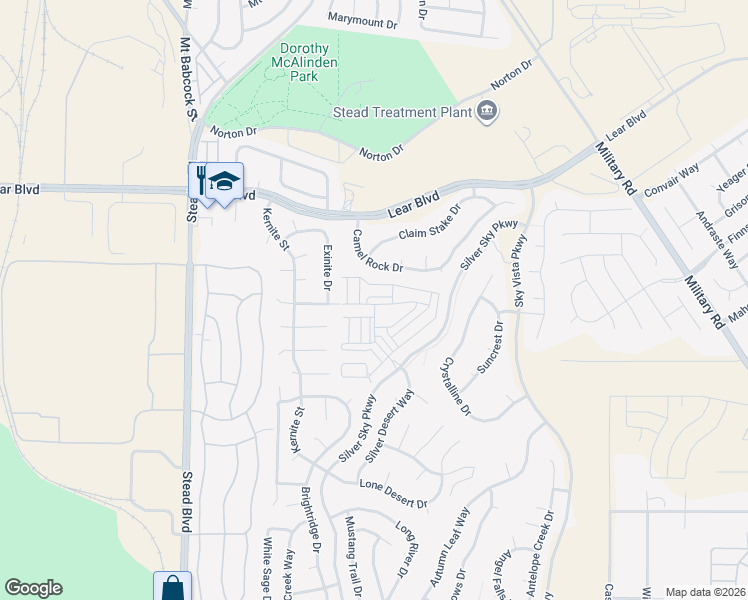 map of restaurants, bars, coffee shops, grocery stores, and more near 9755 Silver Sky Parkway in Reno