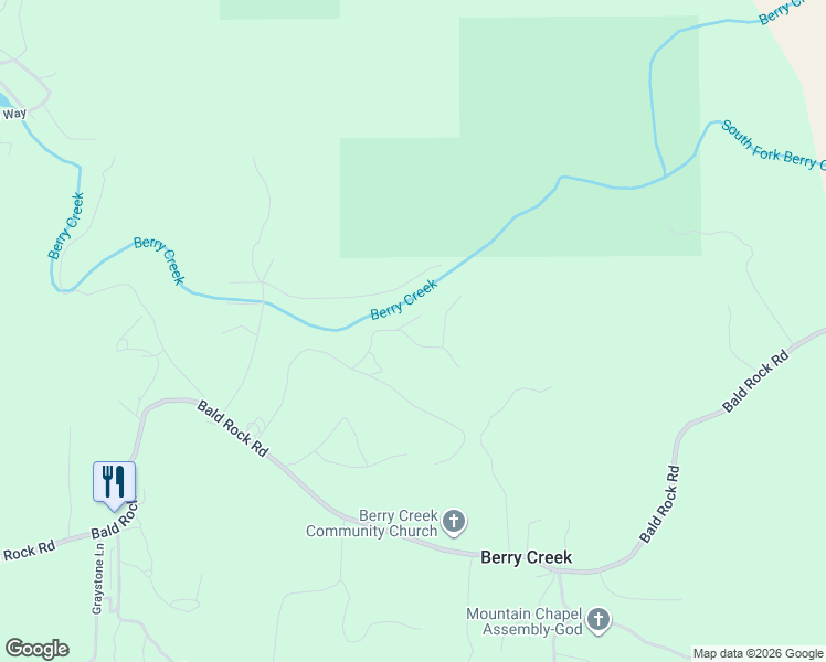 map of restaurants, bars, coffee shops, grocery stores, and more near 67 Cedar Lane in Berry Creek