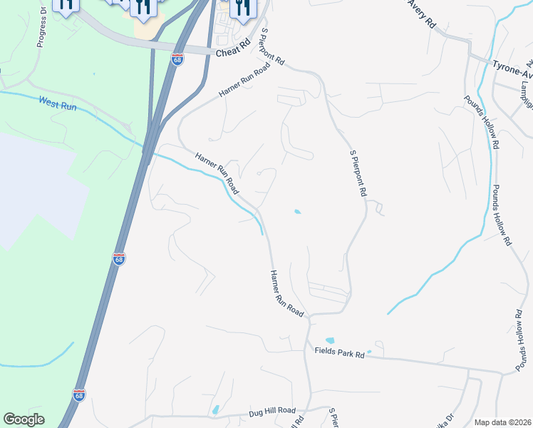 map of restaurants, bars, coffee shops, grocery stores, and more near 528 Harner Run Road in Morgantown