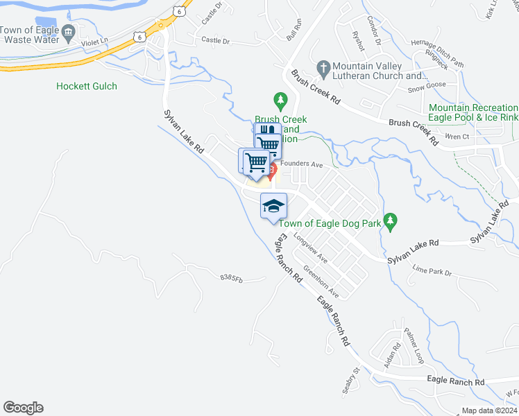 map of restaurants, bars, coffee shops, grocery stores, and more near 80 Freestone Road in Eagle