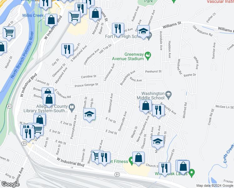 map of restaurants, bars, coffee shops, grocery stores, and more near 628 E Oldtown Rd in Cumberland