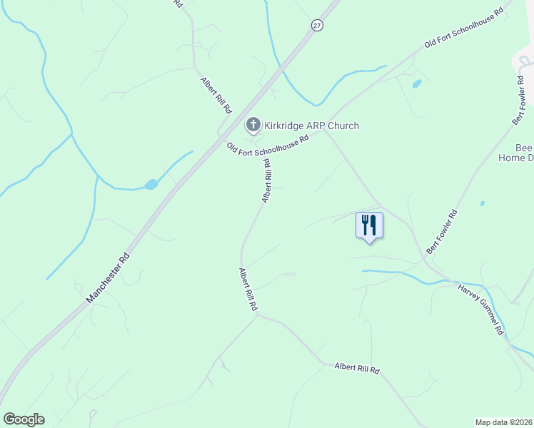 map of restaurants, bars, coffee shops, grocery stores, and more near 2363 Albert Rill Road in Hampstead