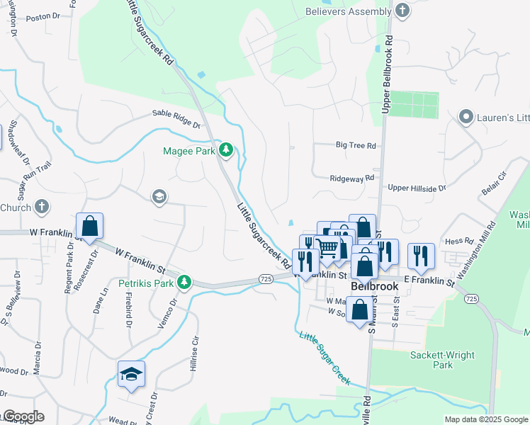 map of restaurants, bars, coffee shops, grocery stores, and more near 1923 Sugar Maple Place in Bellbrook