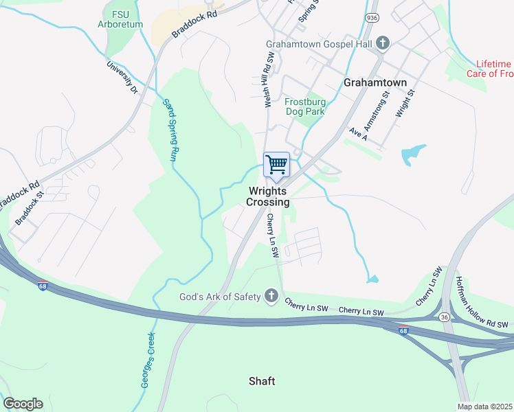 map of restaurants, bars, coffee shops, grocery stores, and more near 11405 Upper Georges Creek Road Southwest in Frostburg