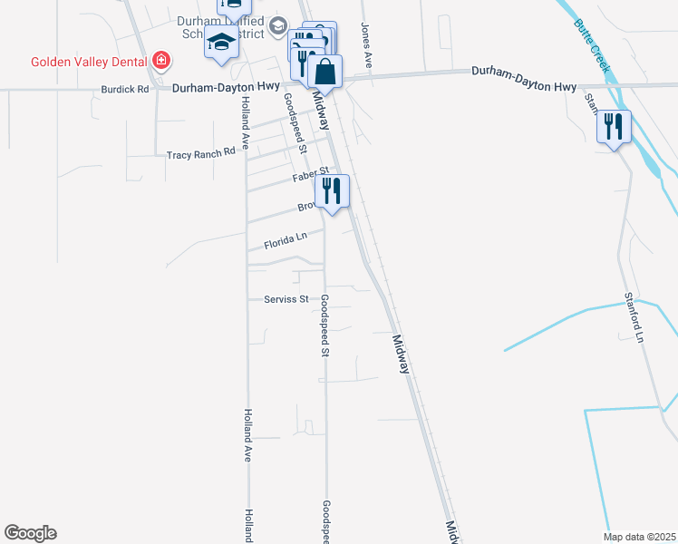 map of restaurants, bars, coffee shops, grocery stores, and more near 9227 Midway in Durham