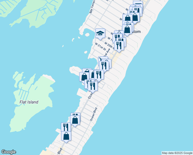map of restaurants, bars, coffee shops, grocery stores, and more near 109 West 26th Street in Ship Bottom