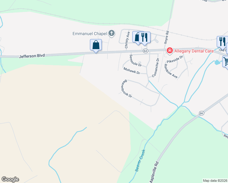 map of restaurants, bars, coffee shops, grocery stores, and more near 11804 Saint Mary's Court in Smithsburg