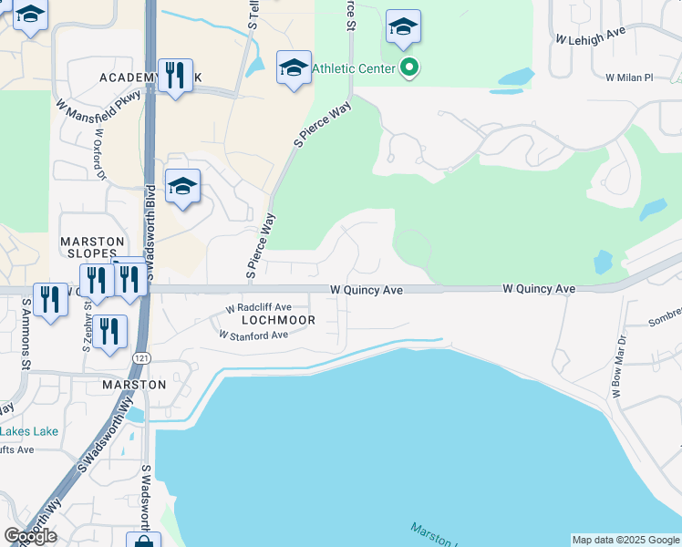 map of restaurants, bars, coffee shops, grocery stores, and more near in Denver