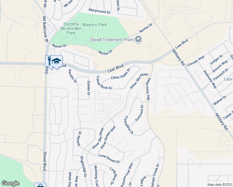 map of restaurants, bars, coffee shops, grocery stores, and more near 9755 Silver Sky Parkway in Reno