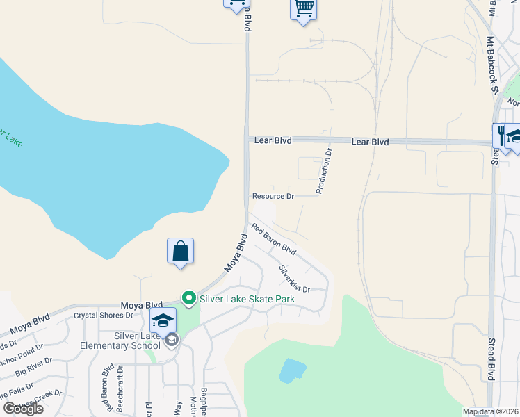map of restaurants, bars, coffee shops, grocery stores, and more near 6980 Resource Drive in Reno