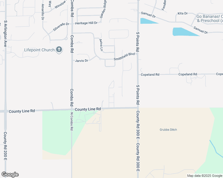 map of restaurants, bars, coffee shops, grocery stores, and more near 6816 E County Line Rd in Indianapolis
