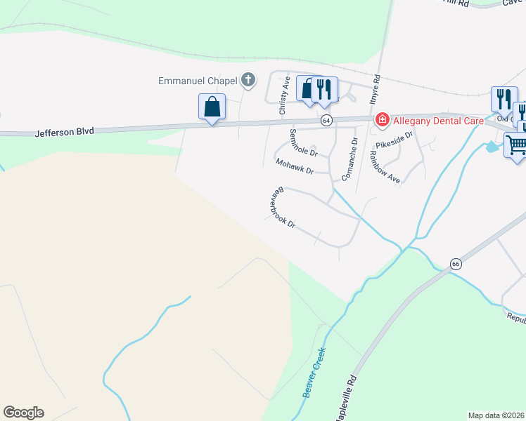 map of restaurants, bars, coffee shops, grocery stores, and more near 11808 Saint Mary's Court in Smithsburg