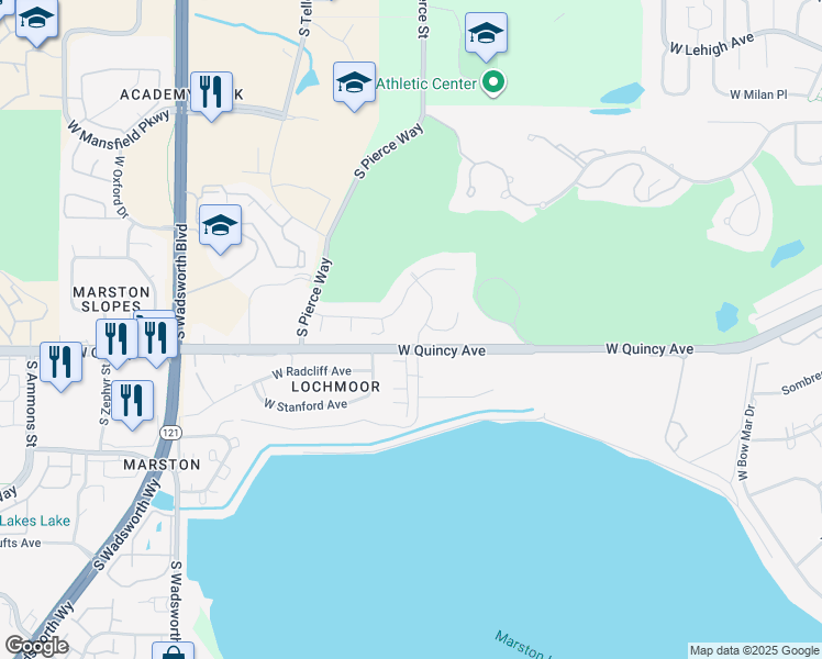 map of restaurants, bars, coffee shops, grocery stores, and more near in Denver