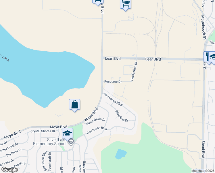 map of restaurants, bars, coffee shops, grocery stores, and more near 6980 Resource Drive in Reno