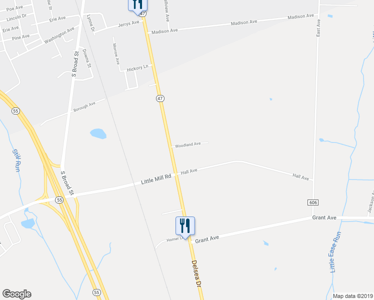 map of restaurants, bars, coffee shops, grocery stores, and more near 38 Woodland Avenue in Franklin