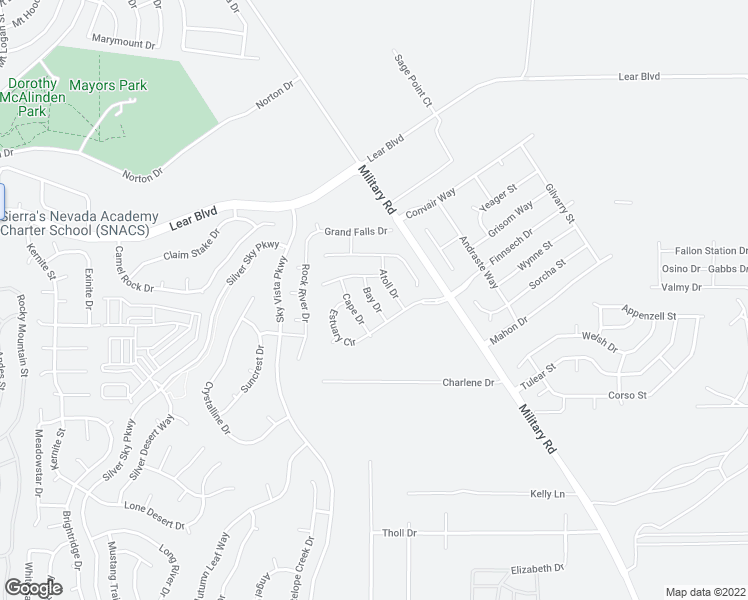 map of restaurants, bars, coffee shops, grocery stores, and more near 9343 Bay Drive in Reno