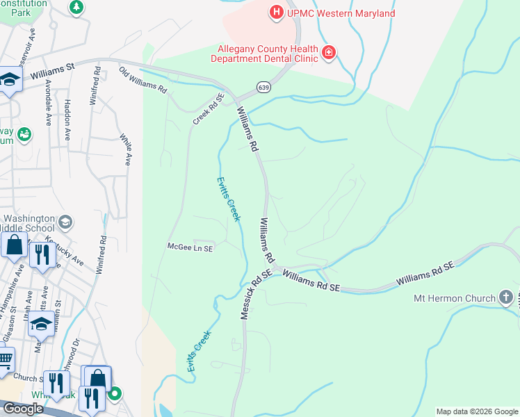 map of restaurants, bars, coffee shops, grocery stores, and more near 12315 Williams Road in Cumberland