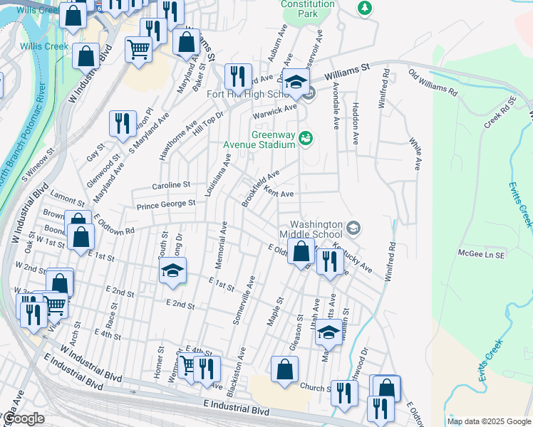 map of restaurants, bars, coffee shops, grocery stores, and more near 718 Glenmore Street in Cumberland