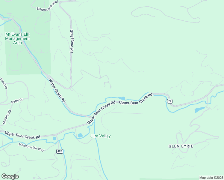 map of restaurants, bars, coffee shops, grocery stores, and more near 34523 Upper Bear Creek Road in Evergreen