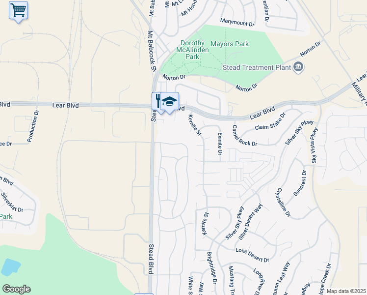 map of restaurants, bars, coffee shops, grocery stores, and more near 12292 Rocky Mountain Street in Reno