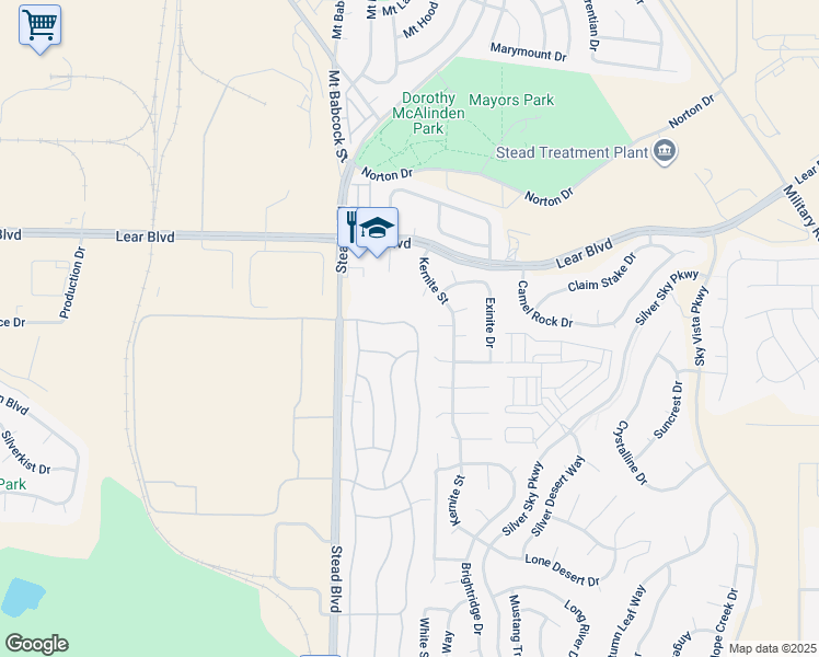 map of restaurants, bars, coffee shops, grocery stores, and more near 12292 Rocky Mountain Street in Reno