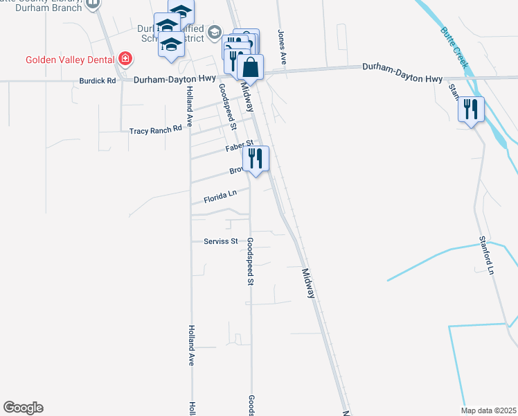 map of restaurants, bars, coffee shops, grocery stores, and more near 9227 Midway in Durham