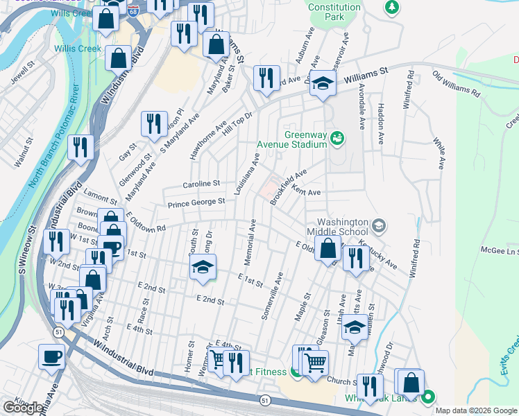 map of restaurants, bars, coffee shops, grocery stores, and more near 628 East Oldtown Road in Cumberland