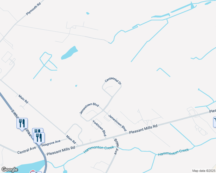map of restaurants, bars, coffee shops, grocery stores, and more near 65 Centennial Drive in Hammonton