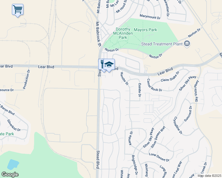 map of restaurants, bars, coffee shops, grocery stores, and more near 12362 Rocky Mountain Street in Reno