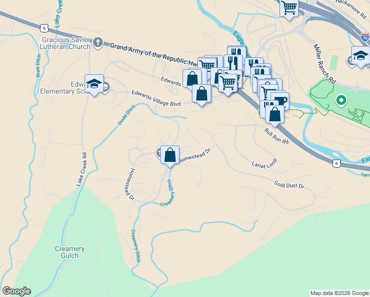 map of restaurants, bars, coffee shops, grocery stores, and more near 170 Arlington Place in Edwards
