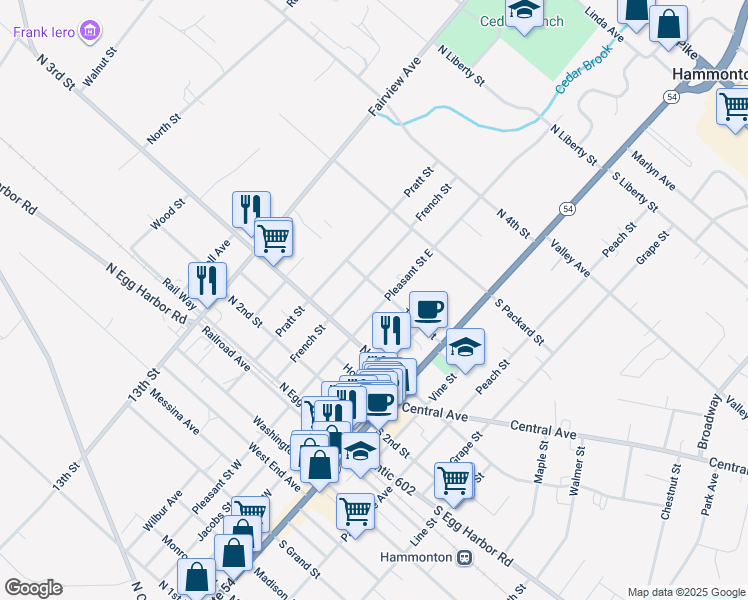 map of restaurants, bars, coffee shops, grocery stores, and more near 216 Tilton Street in Hammonton