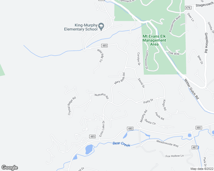 map of restaurants, bars, coffee shops, grocery stores, and more near 193 Mary Beth Road in Evergreen